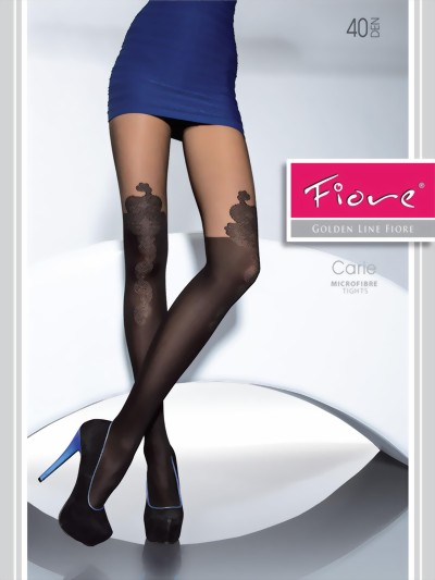 Trendy panty's met over de knie patroon Carie van Fiore, 40 DEN, zwart, maat M