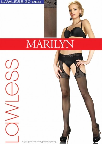 Strip panty met kanten tailleband Laless van Marilyn, 20 DEN