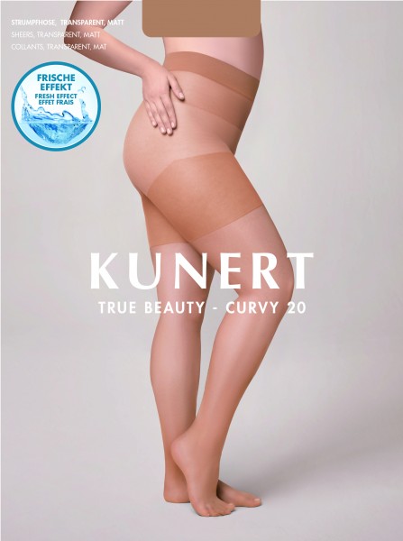Gladde grote maten panty Curvy 20 True Beauty van Kunert