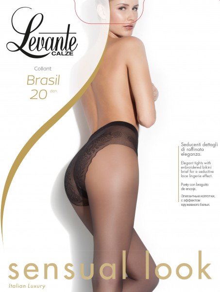 Elegante gladde panty met decoratief broekdeel Brasil van Levante, 20 DEN