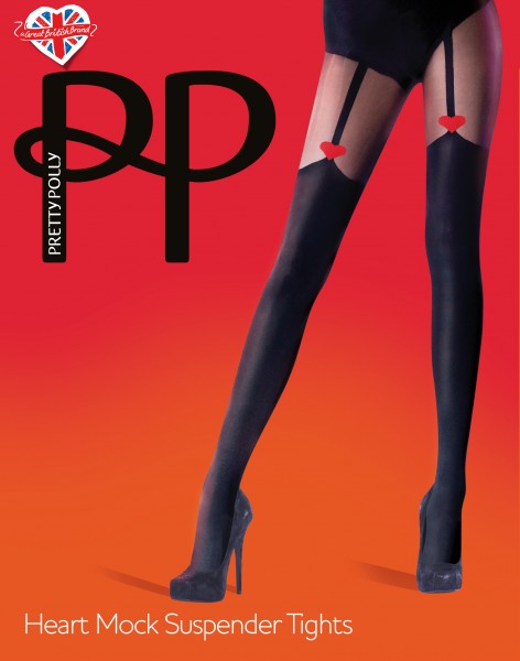 Trendy panty met jarretel-look en hartjespatroon van Pretty Polly