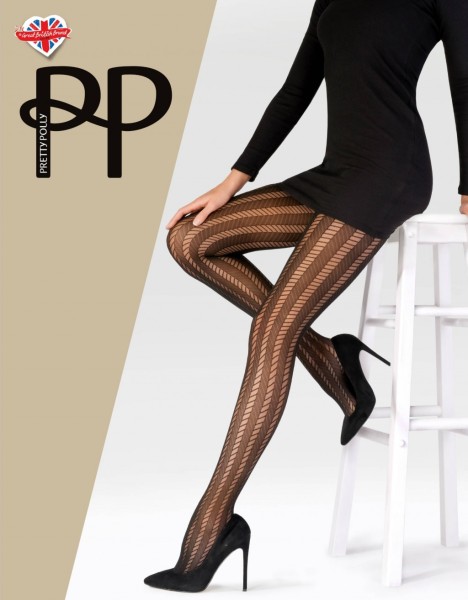 Fijne panty met zigzagmotief en verticale strepen van Pretty Polly